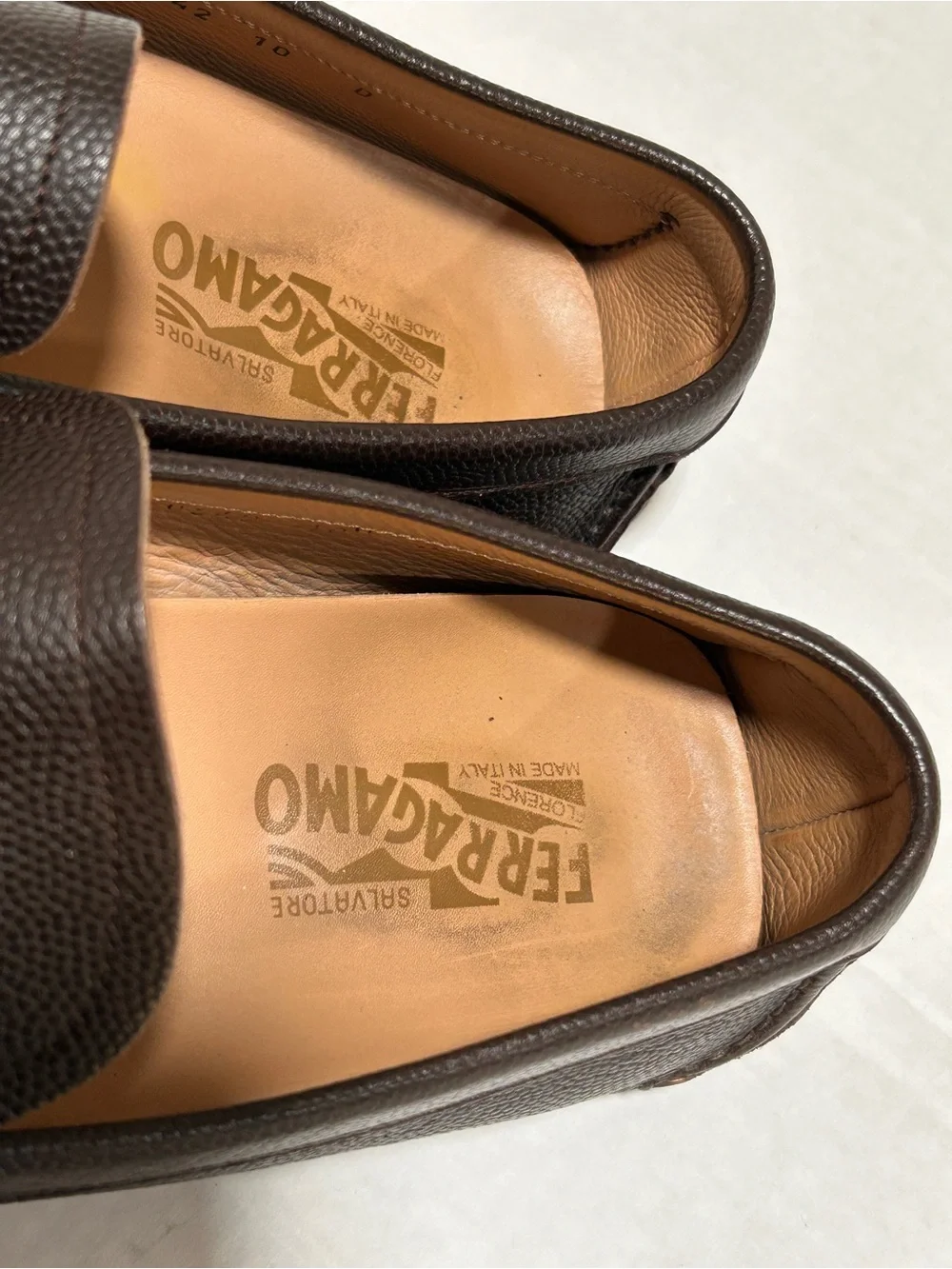Salvatore Ferragamo Dark Brown Pebbled Leather Bit Loafers